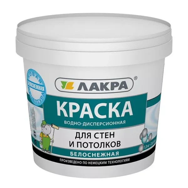 Краска акриловая Лакра белоснежная 1,3 кг